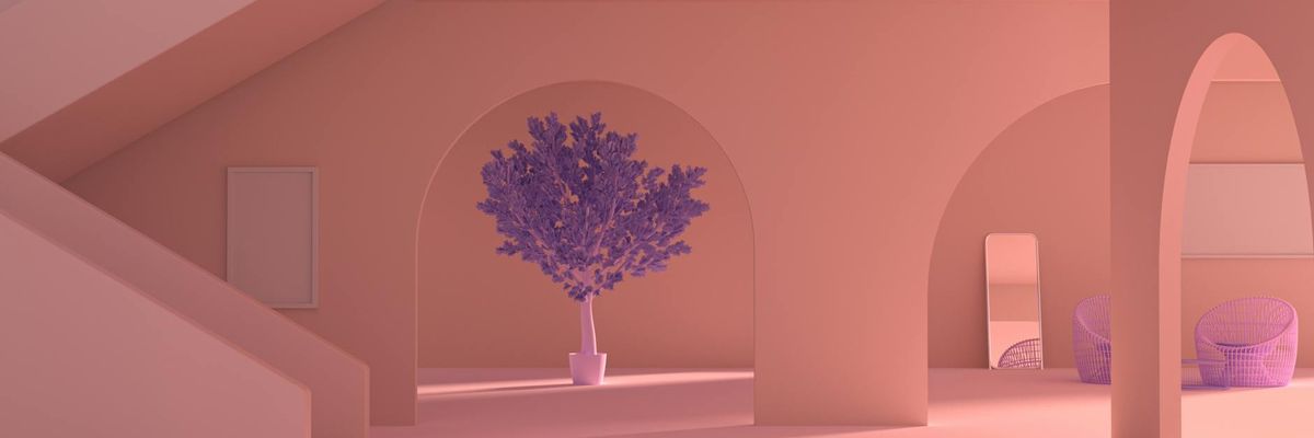 Futuristic violet abstract landscape for relaxation